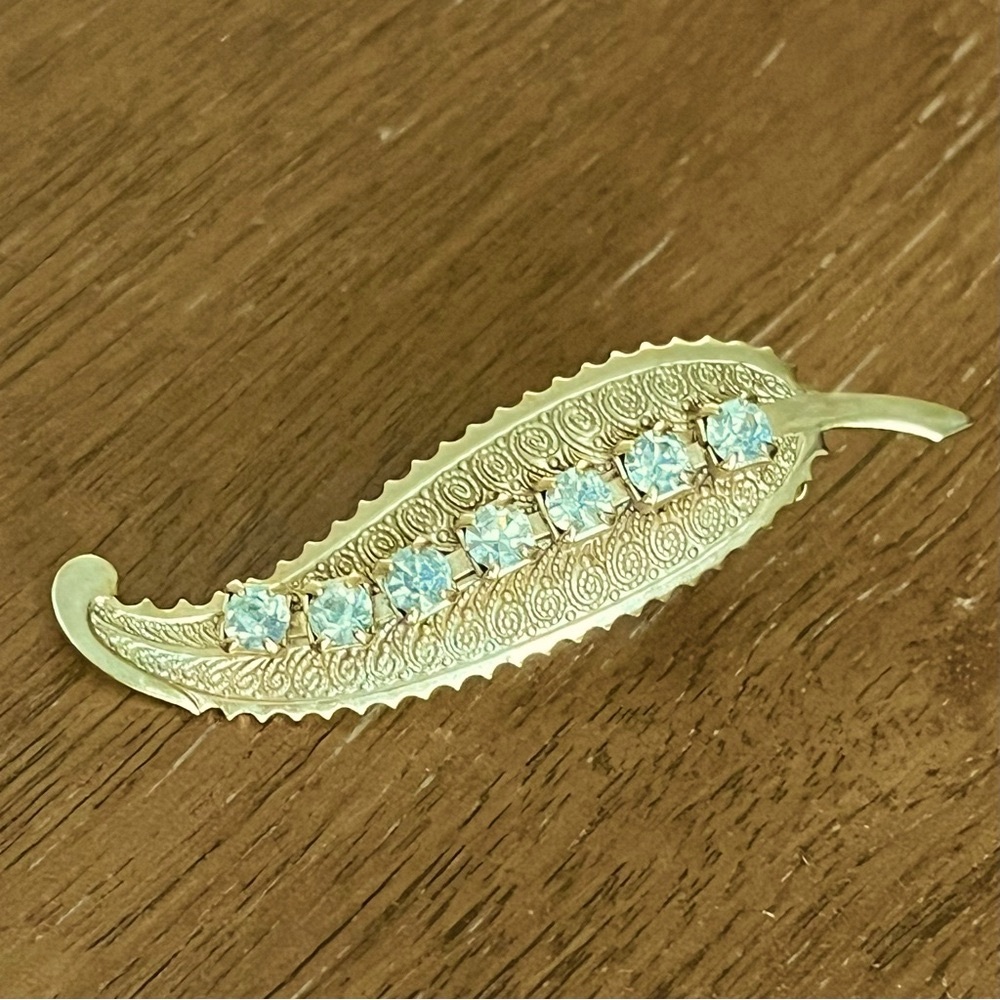 BOGO Vintage Gold Tone Rhinestone Leaf Hair Clip